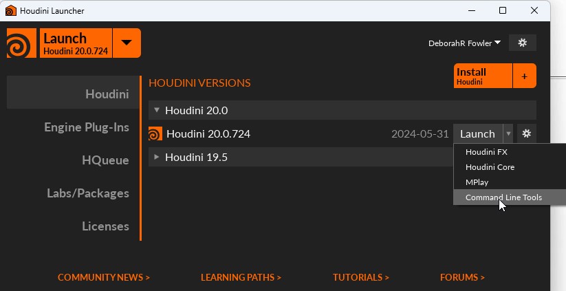 Houdini Launcher Command Line Tools