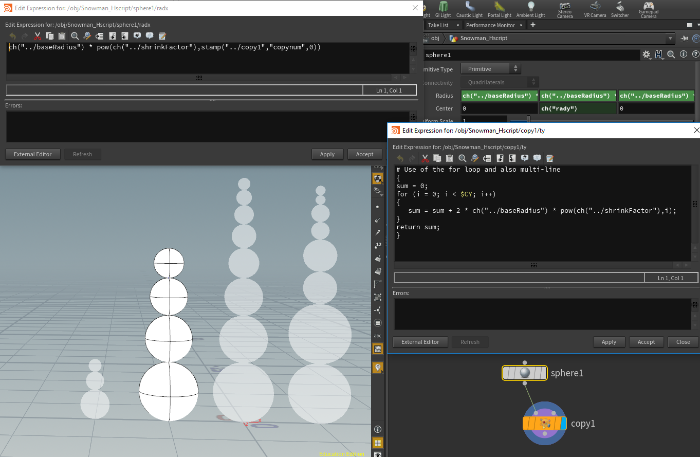 Hscript snowman setup