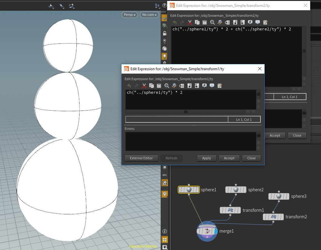 Simple snowman with stacked spheres