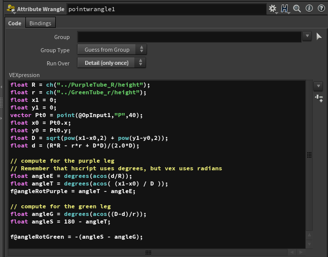 Two point constraint wrangle node
